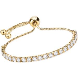 925 & 18k YG Adjustable Tennis Slider Bracelet